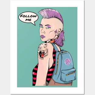 Retro Punk Woman Posters and Art